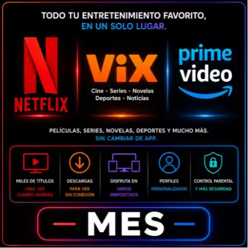 Product image - Netflix + ViX + Prime Video