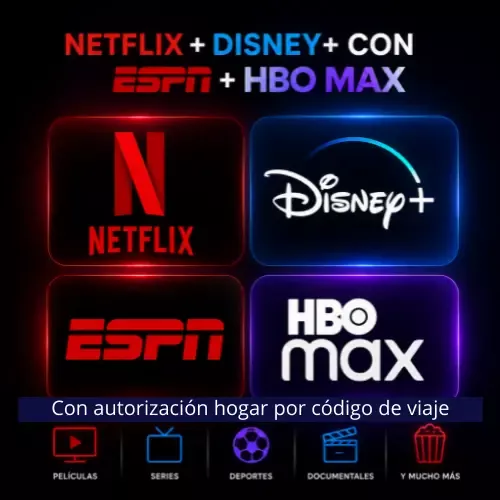 Product image - Netflix + Disney+ con ESPN + HBO Max