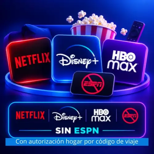 Product image - Netflix + Disney+ sin ESPN + HBO Max