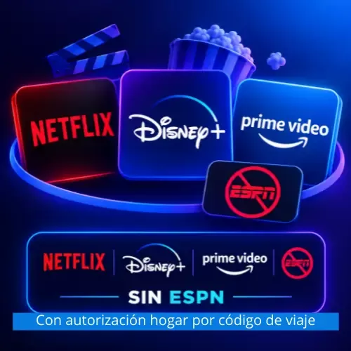 Product image - Netflix + Disney+ sin ESPN + Prime Video