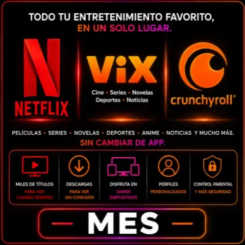 Product image - Netflix + ViX + Crunchyroll