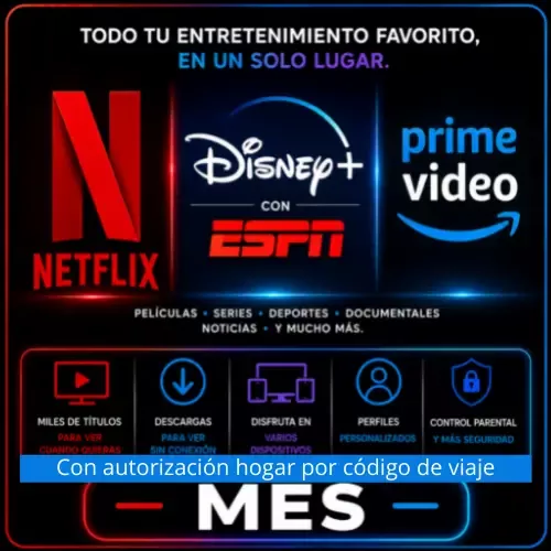 Product image - Netflix + Disney+ con ESPN + Prime Video